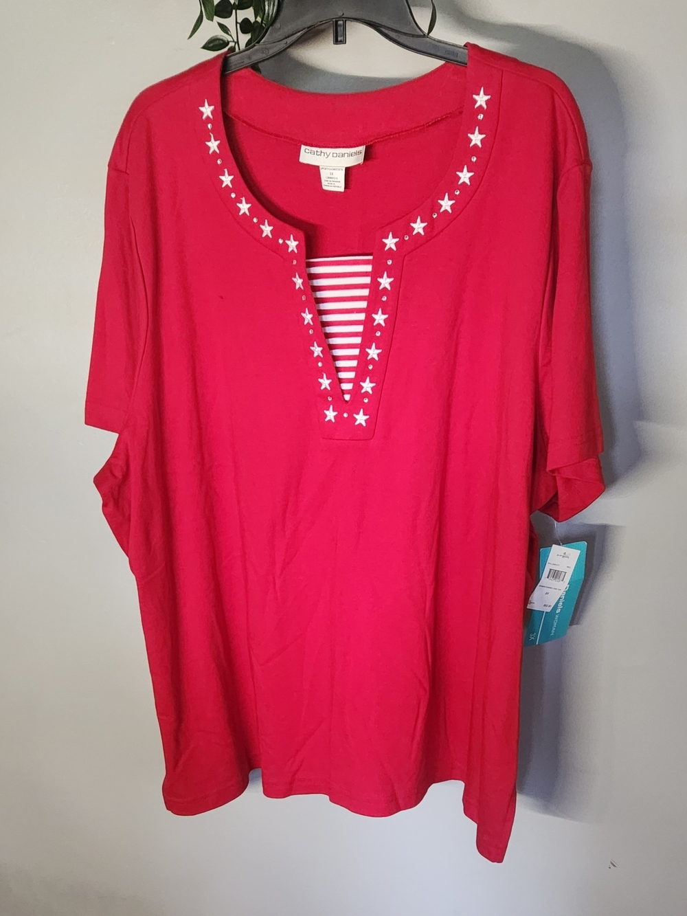 Cathy Daniels Stars & Stripes Short-Sleeve Knit Top